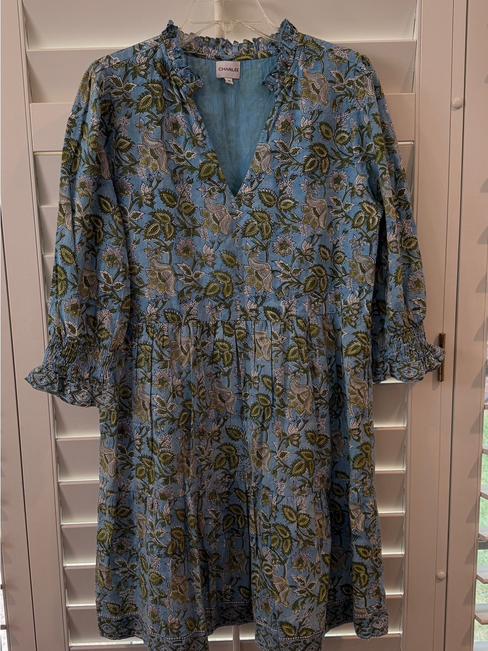 CHARLEE - Charleston Shoe Co. green and blue floral dress-DARLING!